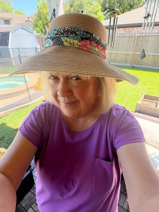 Vera Bradley Tan Straw Sun Hat with Patterned Scarf Band - Picture 2 of 4